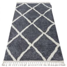 Dywany Lusczów Kusový shaggy koberec BERBER CROSS sivý, velikost 160x220
